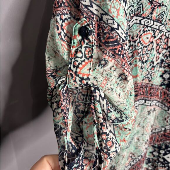 Speechless Green and Blue Print Mini Dress Back Cutout Size Small - Picture 4 of 7